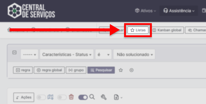 A opção “Listas”.