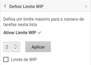 Definir limite WIP - opções
